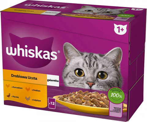 WHISKAS Beutel Gelee Geflügel, Ente, Truthahn, Huhn - Katzennassfutter - 12x85 g - Fotogalerie 1
