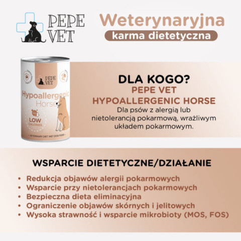 PAKA ZWIERZAKA Pepe Vet Hypoallergenic Mono Horse - Nassfutter für Hunde - 12x400g - Fotogalerie 6