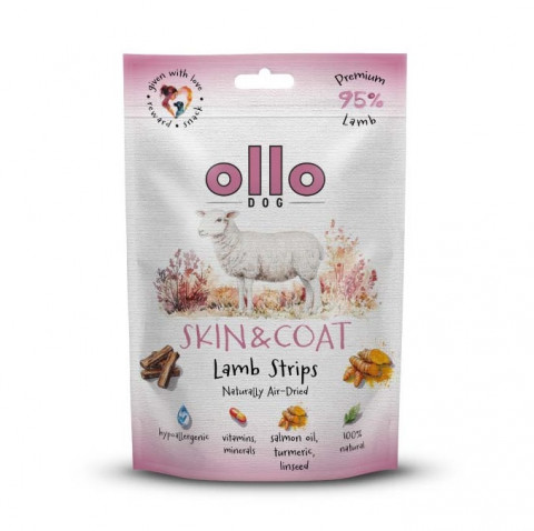 OLLO Air-Dried Skin & Coat Lamb strips - leckerli für hunde - 80g - Fotogalerie 1