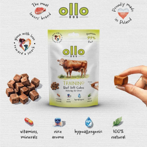 OLLO Air Dried Training Beef Cubes - leckerli für hunde - 80g - Fotogalerie 3