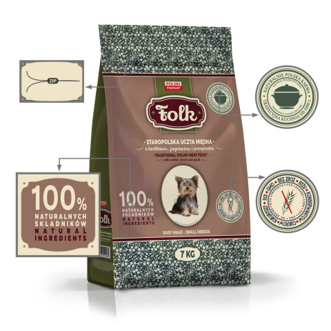 FOLK Small breeds Traditional polish meat feast with rabbit, lamb and quail - trockenfutter für Hunde - 7kg - Fotogalerie 4