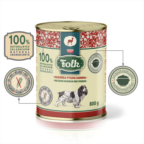 FOLK Delicious Masurian roe venison - Nassfutter für Hunde - 800g - Fotogalerie 4