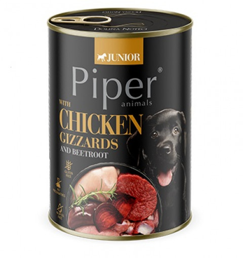 DOLINA NOTECI Piper Junior Chicken gizzards with beetroot - Nassfutter für Hunde - 400g - Fotogalerie 1