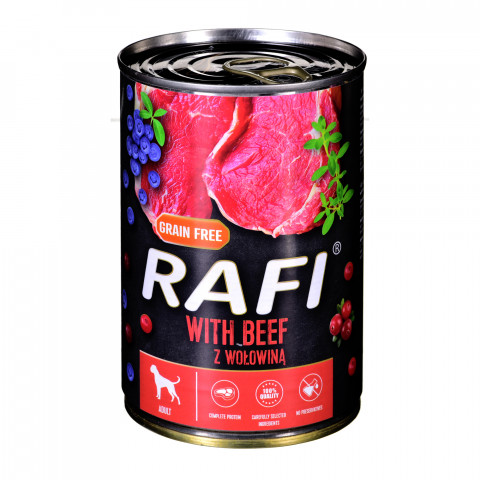 Dolina Noteci Rafi mit Rindfleisch, Preiselbeeren und Heidelbeeren - Nassfutter für Hunde - 400g - Fotogalerie 1