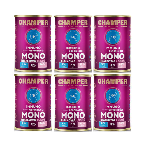 CHAMPER Immuno Monoprotein Lachs – Nassfutter für Hunde – 6×400 g - Fotogalerie 1