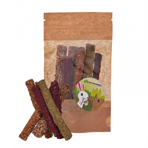 FACTORYHERBS Kräuter-Gemüse-Sticks - Leckerbissen für Nagetiere und Kaninchen - 50g - Fotogalerie 1