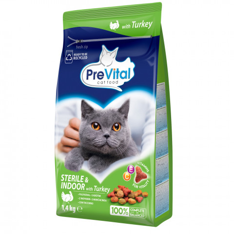 PREVITAL Sterile Turkey - trockenfutter für Katzen - 1,4kg - Fotogalerie 1