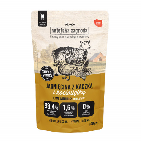 WIEJSKA ZAGRODA Lamm mit Ente und Katzenminze – Nassfutter für Katzen – 12x100g - Fotogalerie 4