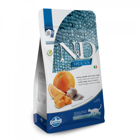 FARMINA N&D Ocean Herring Pumpkin&Orange Adult - Trockenfutter für Katzen - 1,5 kg - Fotogalerie 9