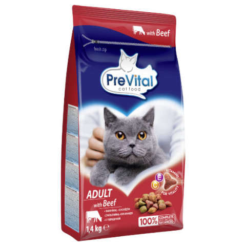 PREVITAL Cat Food Adult mit Rind - Trockenfutter für Katzen - 1,4 kg - Fotogalerie 1