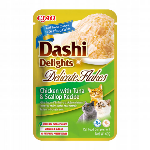 INABA CAT Dashi Delights Delicate Flakes Huhn mit Thunfisch & Jakobsmuschel - Katzensnack - 40g - Fotogalerie 1