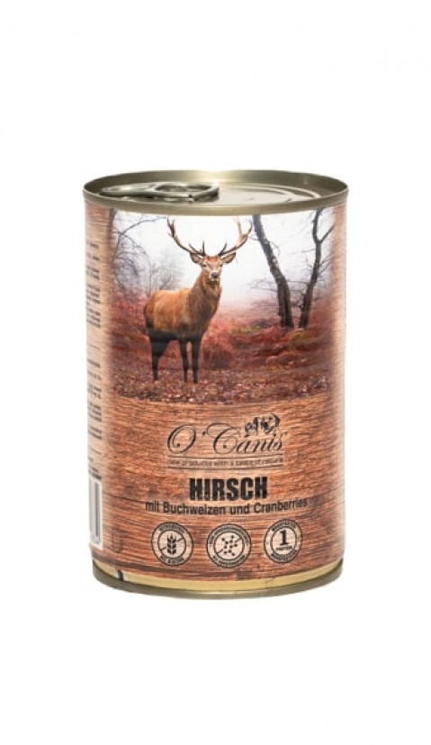 O'CANIS Hundefutter in Dosen - Nassfutter - Hirsch mit Buchweizen - 400 g - Fotogalerie 1