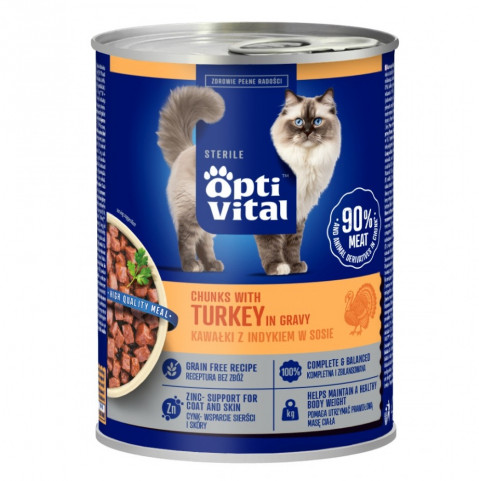 OPTIVITAL Sterile Chunks with turkey in gravy - nassfutter für Katzen - 415g - Fotogalerie 1