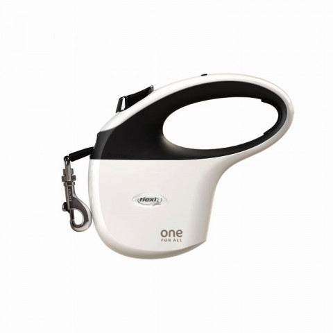 FLEXI One for All S weiß - schwarz - automatische Hundeleine für Hunde bis 30 kg - 5 m - Fotogalerie 2