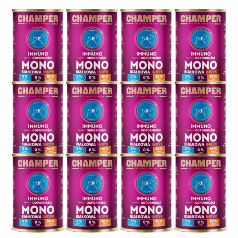 CHAMPER Immuno Monoprotein Pute – Nassfutter für Hunde – 12×400 g - Fotogalerie 1