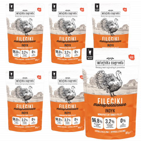 WIEJSKA ZAGRODA Monoprotein-Filets Pute – Nassfutter für Katzen – 6x85g - Fotogalerie 1