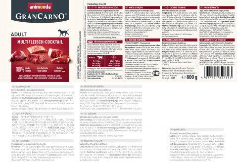 animonda GranCarno multi meat cocktail Rind, Huhn, Spiel, Herz, Truthahn Adult 800 g - Fotogalerie 2
