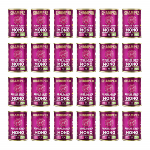 CHAMPER Bones & Joints Monoprotein Lamm – Nassfutter für Hunde – 24×400 g - Fotogalerie 1