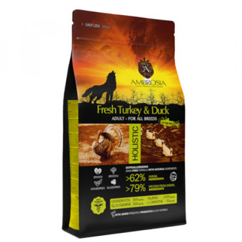 AMBROSIA Frischer Truthahn und Ente – Trockenfutter für Hunde – 12 kg - Fotogalerie 1