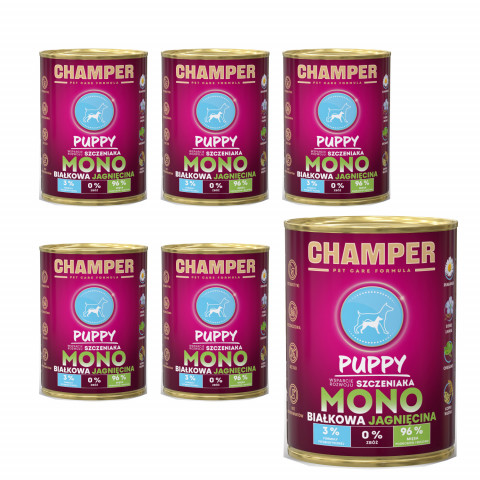 CHAMPER Puppy Monoprotein Lamm – Nassfutter für Welpen – 6×400 g - Fotogalerie 1