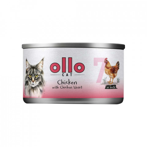 OLLO Cat nr 7 Chicken with chicken heart in broth - nassfutter für Katzen - 70g - Fotogalerie 1