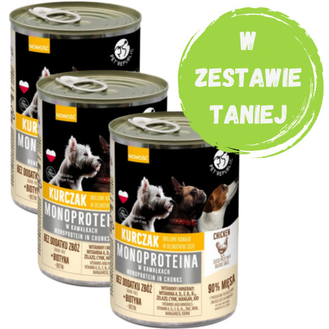 PET REPUBLIC Monoproteina Kurczak - mokra karma dla psa - 3x400g - Fotogalerie 1