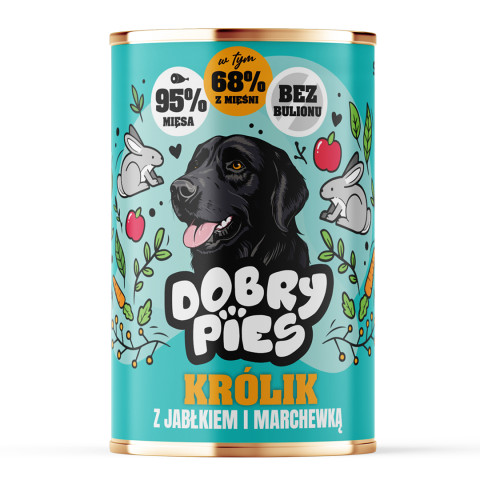 DOBRY PIES Rabbit with apple and carrot - Nassfutter für Hunde - 400g - Fotogalerie 1