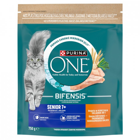 PURINA One Bifensis Senior 7+ Rich in chicken - trockenfutter für Katzen - 750g - Fotogalerie 1