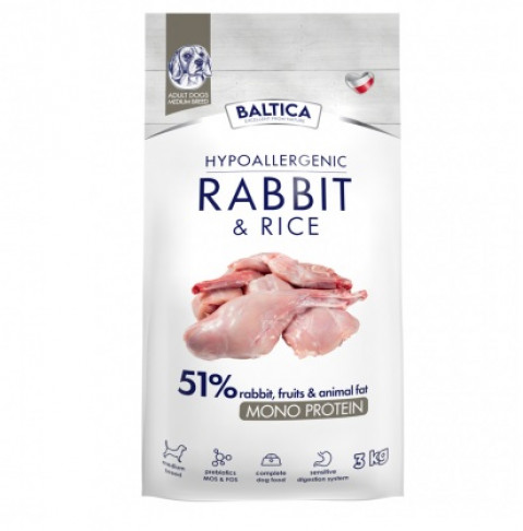 BALTICA Nutraceutic Hypoallergenic M Rabbit with rice - trockenfutter für Hunde - 3kg - Fotogalerie 1
