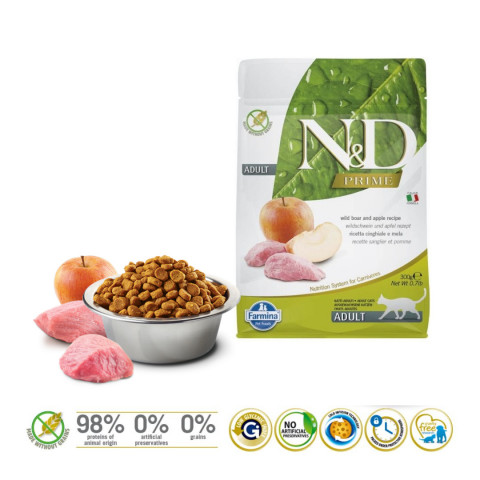 FARMINA N&D Prime Cat Boar and Apple Adult - Trockenfutter für Katzen - 300 g - Fotogalerie 2