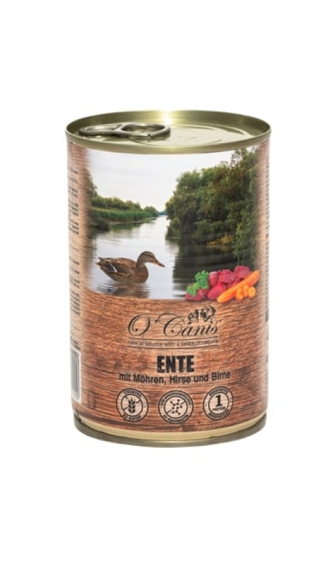 O'CANIS Hundefutter in Dosen - Nassfutter - Ente, Hirse und Karotten - 400 g - Fotogalerie 1