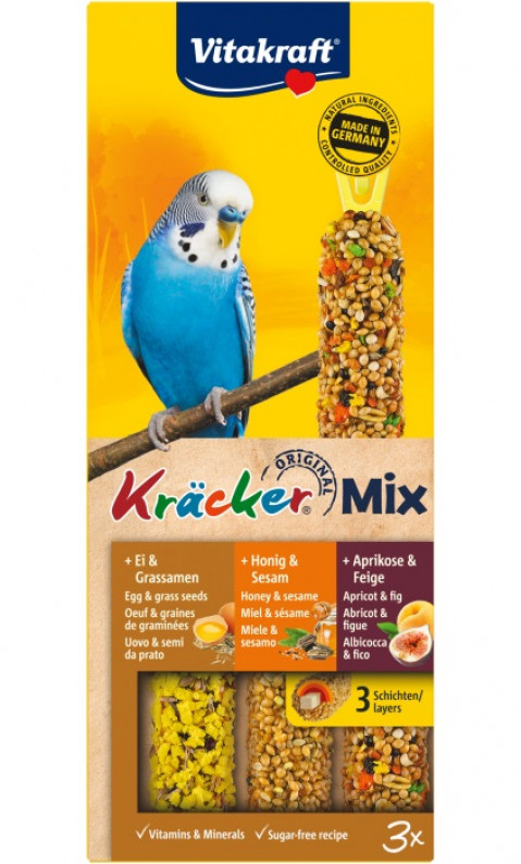 VITAKRAFT Kräcker Mix Egg, apricot, honey - Leckerlis für Wellensittiche - 3 Stk. - Fotogalerie 1