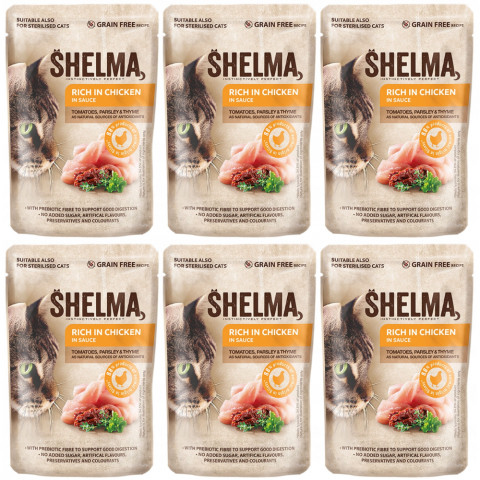 SHELMA Rich in chicken in sauce - nassfutter für Katzen -6x85g - Fotogalerie 1