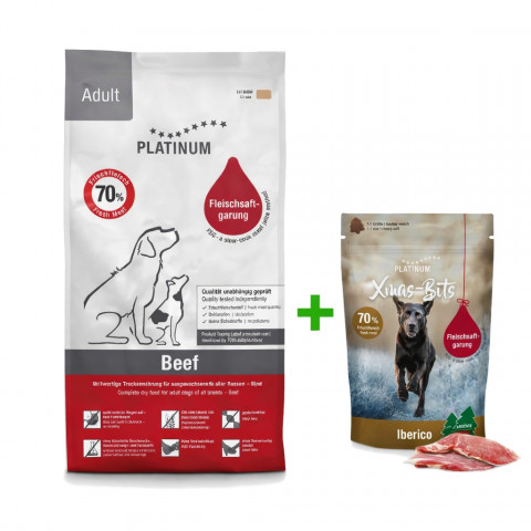 PLATINUM Adult Beef – halbfeuchtes Hundefutter – 1,5 kg + PLATINUM Xmas-Bits Iberico 150 g Leckerli GRATIS - Fotogalerie 1