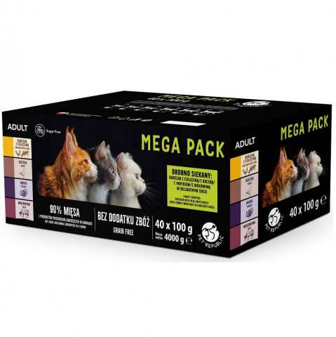 PETREPUBLIC Mega Pack Huhn mit Kalb, Ente, Pute, Rind – Nassfutter für Katzen – 2x(40x100g) - Fotogalerie 2