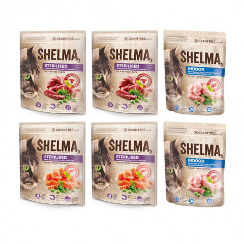 SHELMA Sterilised and Indoor Mix 3 Geschmacksrichtungen - Katzentrockenfutter - 6x750g - Fotogalerie 1