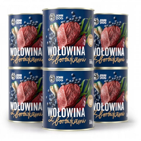 JOHN DOG Berry Adult Beef with blueberries - Nassfutter für Hunde - 6 x 800 g - Fotogalerie 1