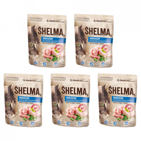 SHELMA Indoor Rich in turkey - trockenfutter für Katzen - 5x750g - Fotogalerie 1