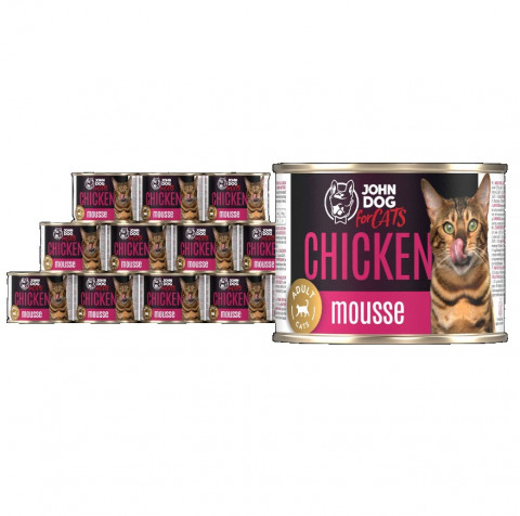 JOHN DOG For cats Mousse Chicken - nassfutter für Katzen - 12x200g - Fotogalerie 1