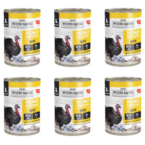 WIEJSKA ZAGRODA Puppies Monoprotein Turkey – Nassfutter für Hunde – 6x400 g - Fotogalerie 1