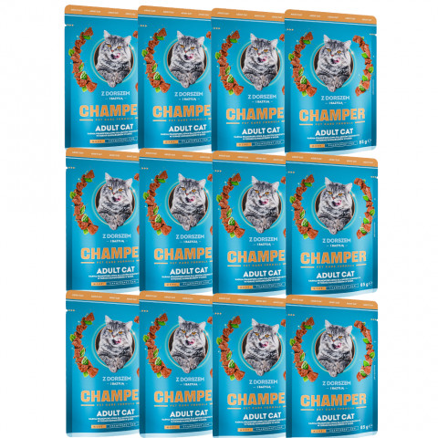 CHAMPER Kabeljau mit Basilikum - Nassfutter für Katzen - 12x85 g - Fotogalerie 1