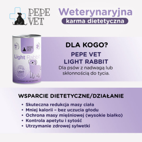 PAKA ZWIERZAKA Pepe Vet Light Mono Rabbit - Nassfutter für Hunde - 24x400g - Fotogalerie 5