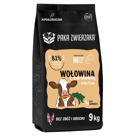 PAKA ZWIERZAKA Beef with carrots M - trockenfutter für Hunde - 9kg - Fotogalerie 1