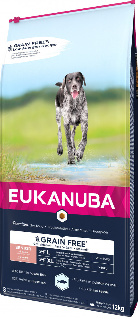 EUKANUBA Grain Free Senior large/giant breed, Ocean fish - Trockenfutter für Hunde - 12 kg - Fotogalerie 3