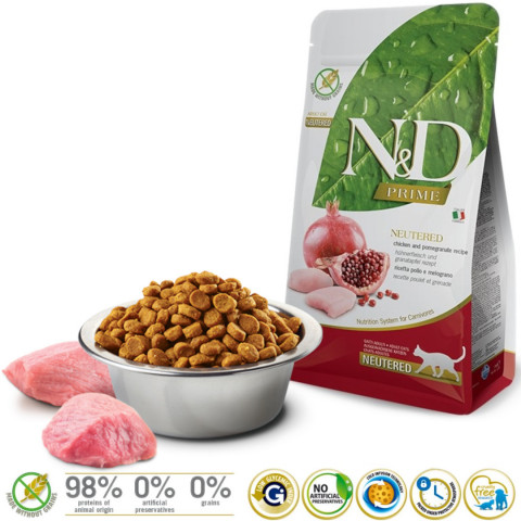FARMINA N&D Prime Neutered Chicken&Pomegranate Adult - Trockenfutter für Katzen - 5 kg - Fotogalerie 2