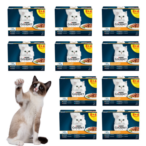 PURINA Gourmet Perle Ente, Pute, Lamm, Thunfisch - Nassfutter für Katzen - 120x85g - Fotogalerie 1