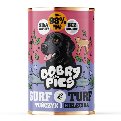 DOBRY PIES Surf & Turf Tuna and veal - Nassfutter für Hunde - 400g - Fotogalerie 1