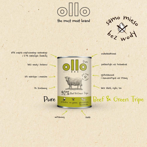 OLLO Pure Beef and Green tripe - Nassfutter für Hunde - 400g - Fotogalerie 6