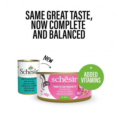 SCHESIR Thunfisch mit Schinken in Brühe – Nassfutter für Katzen – 140 g - Fotogalerie 3