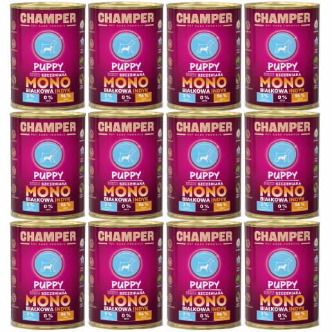 CHAMPER Puppy Monoprotein Pute – Nassfutter für Welpen – 6×400 g - Fotogalerie 1
